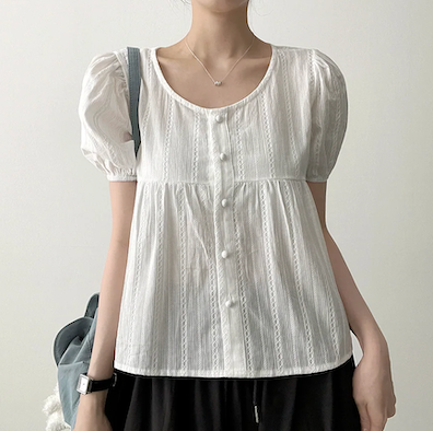 Bert Puff Sleeve Short Sleeve Blouse