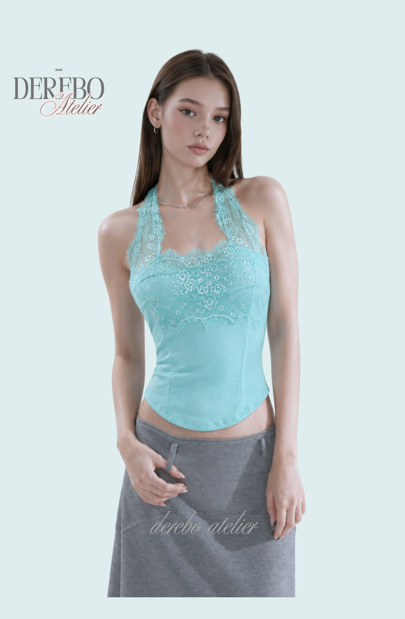 Tinkerbell Mint Lace Halter Neck Top