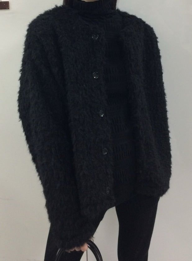 Puff Over Boucle Cardigan