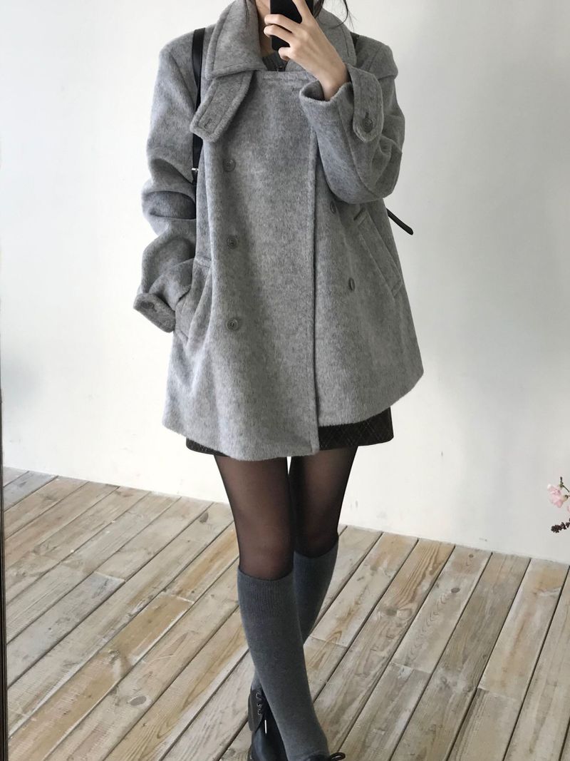 High-neck double coat (2 colors)