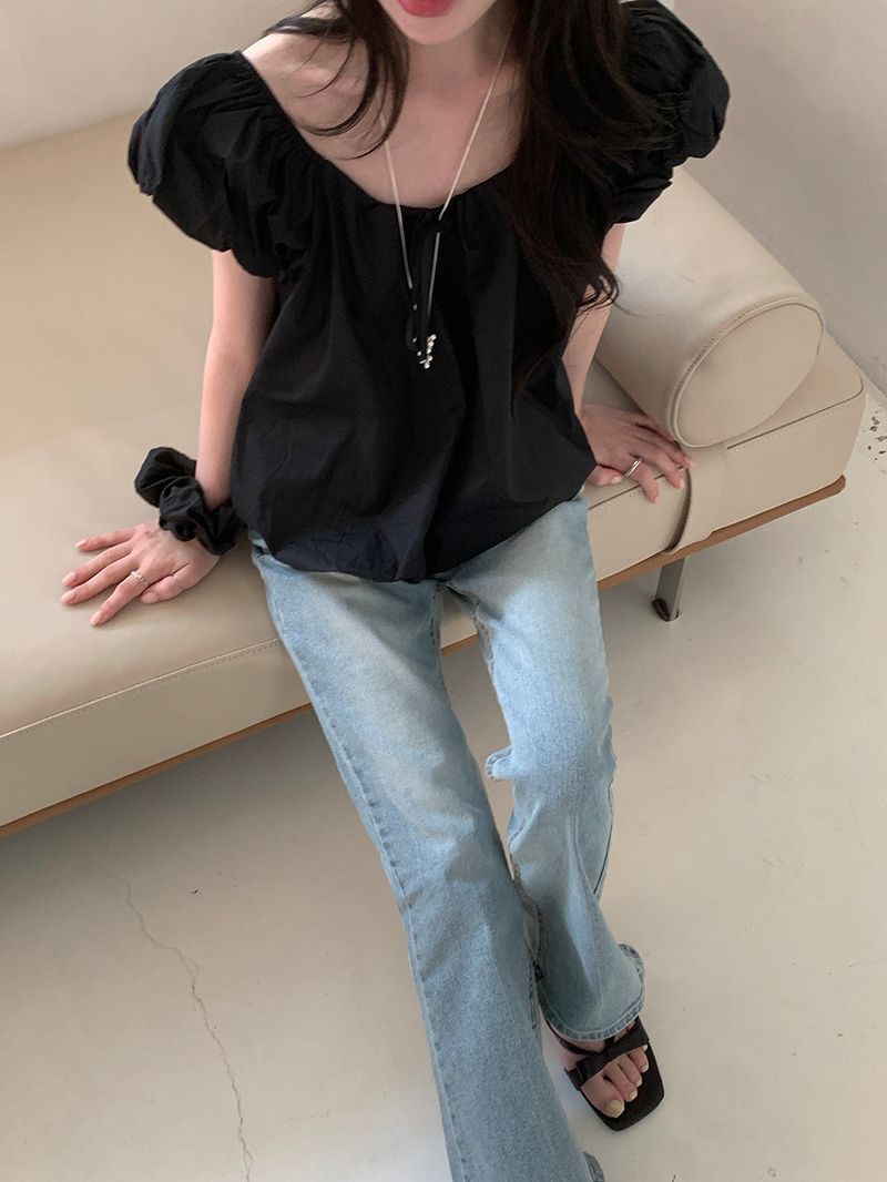 [MADE] Weare Ribbon Puff Blouse