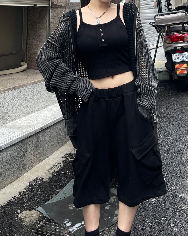 Dyeing Damage Mesh Hooded Zip-Up