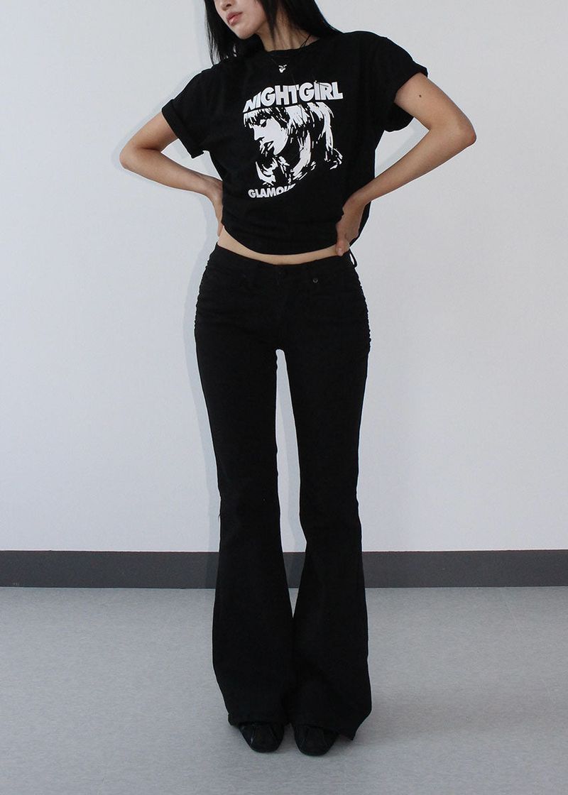 HIP SHIRRING BOOTS CUT PANTS