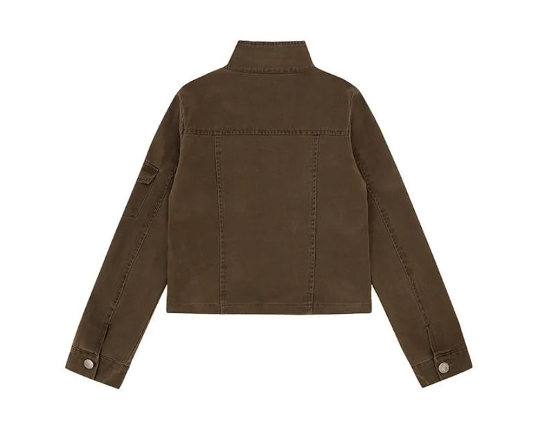 Work Pocket High-Neck Cropped Jacket