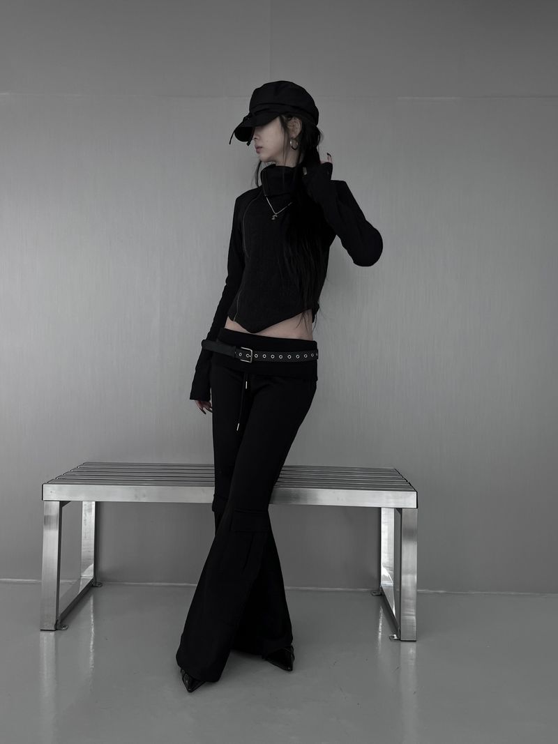 folded cargo bootcut pants (fleece-lined / 2color)