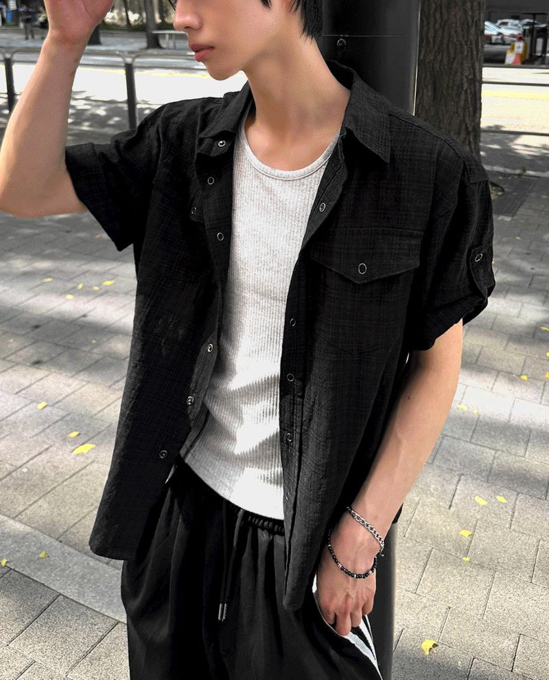 Plaid Roll-Sleeve Shirt