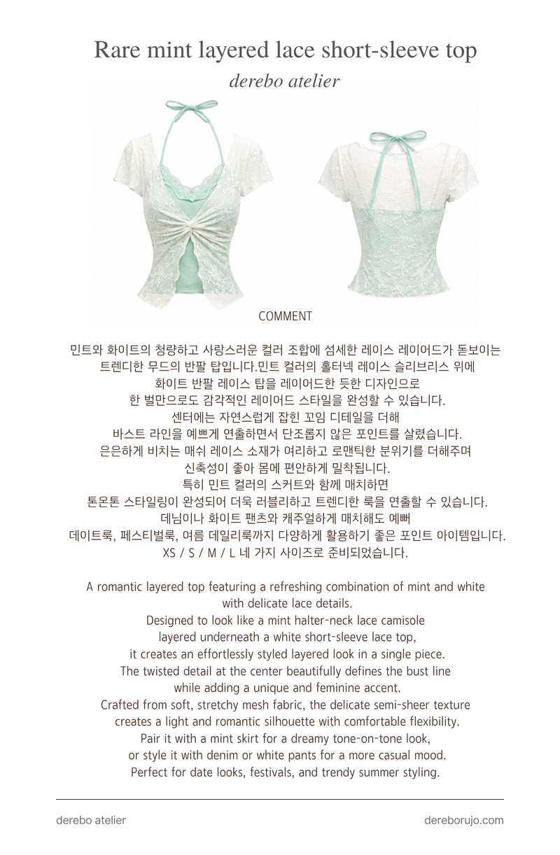 Rare mint layered lace short-sleeve top