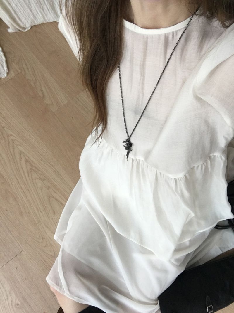 Sheer back ribbon blouse