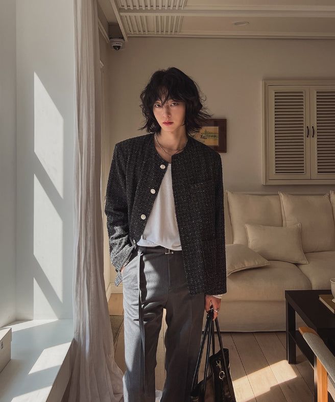 Proi Denim Tweed Round Jacket
