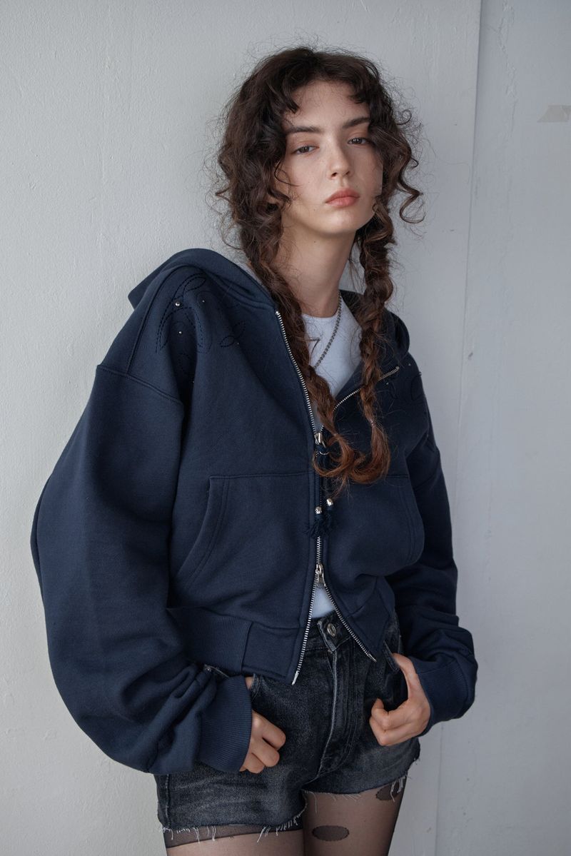 WESTERN BOLD STITCH HOODIE - NAVY 