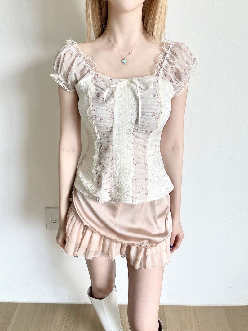 1233. Aerin ribbon puff lace bustier