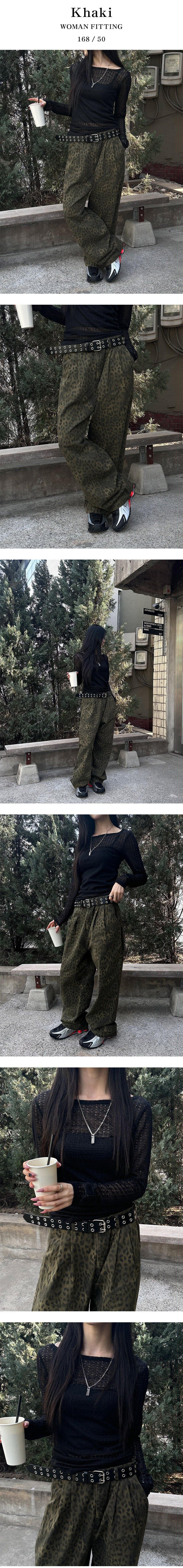 [Unisex] Two tuck leopard pants(3color)