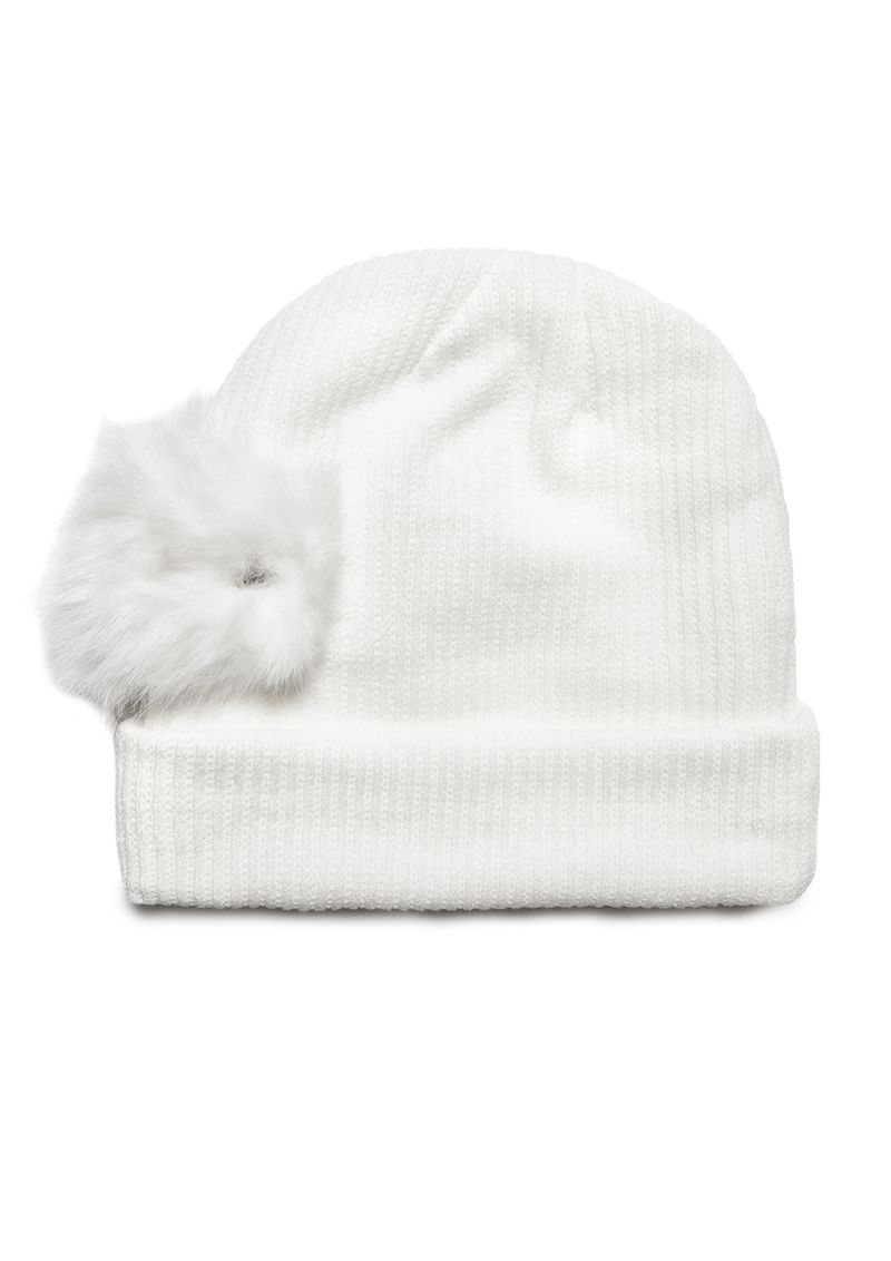  FLUFFY FORM BEANIE . WHITE