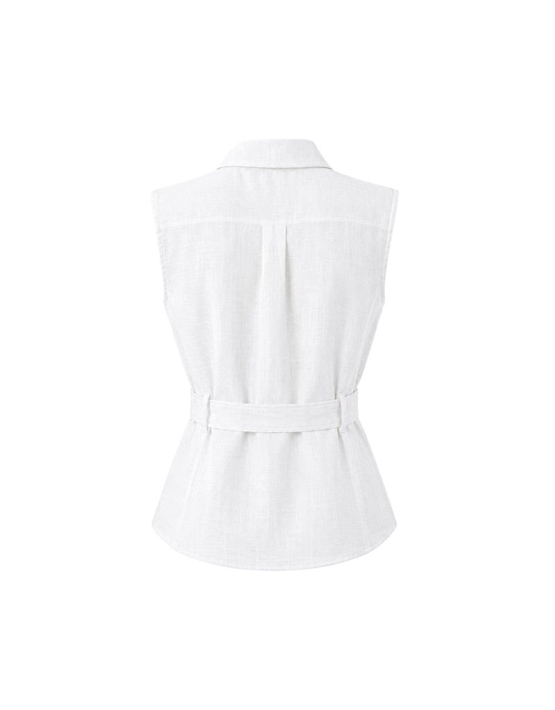 セリーヌドットスカーフリネンスリーブレスブラウス White