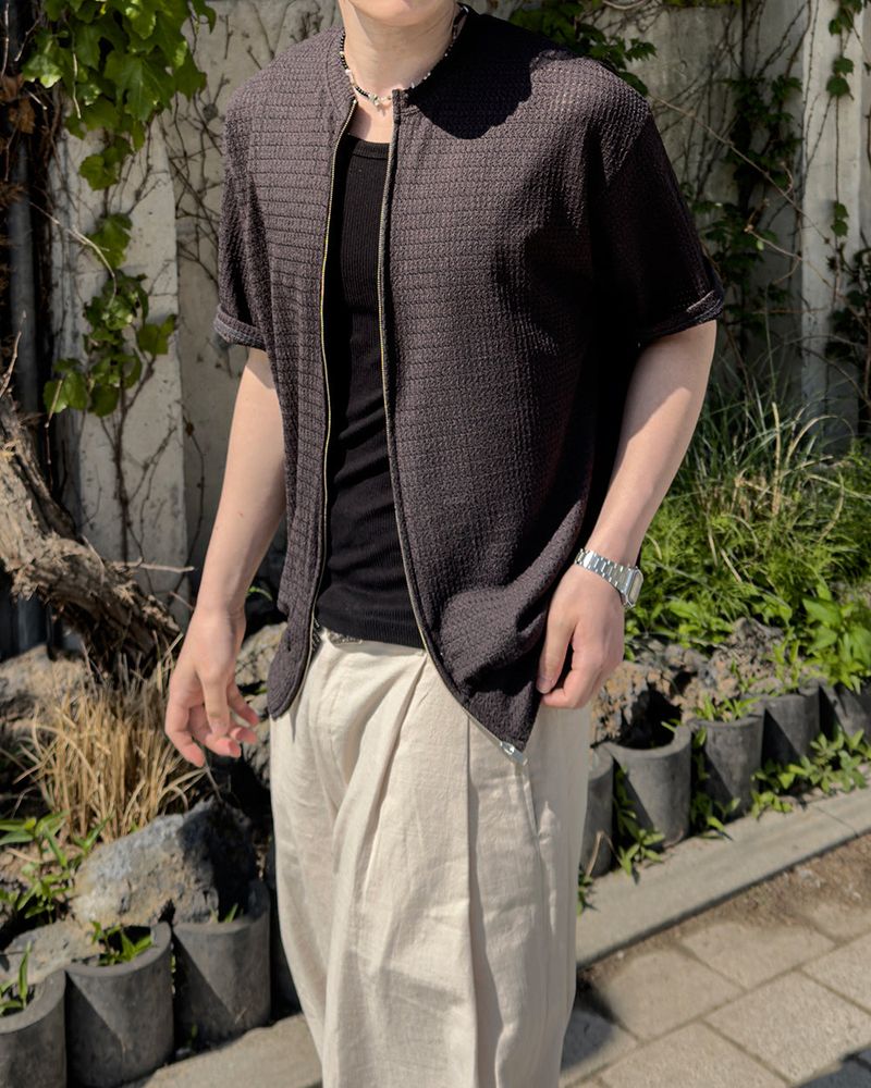 Rell Short Sleeve Knit Zip-Up