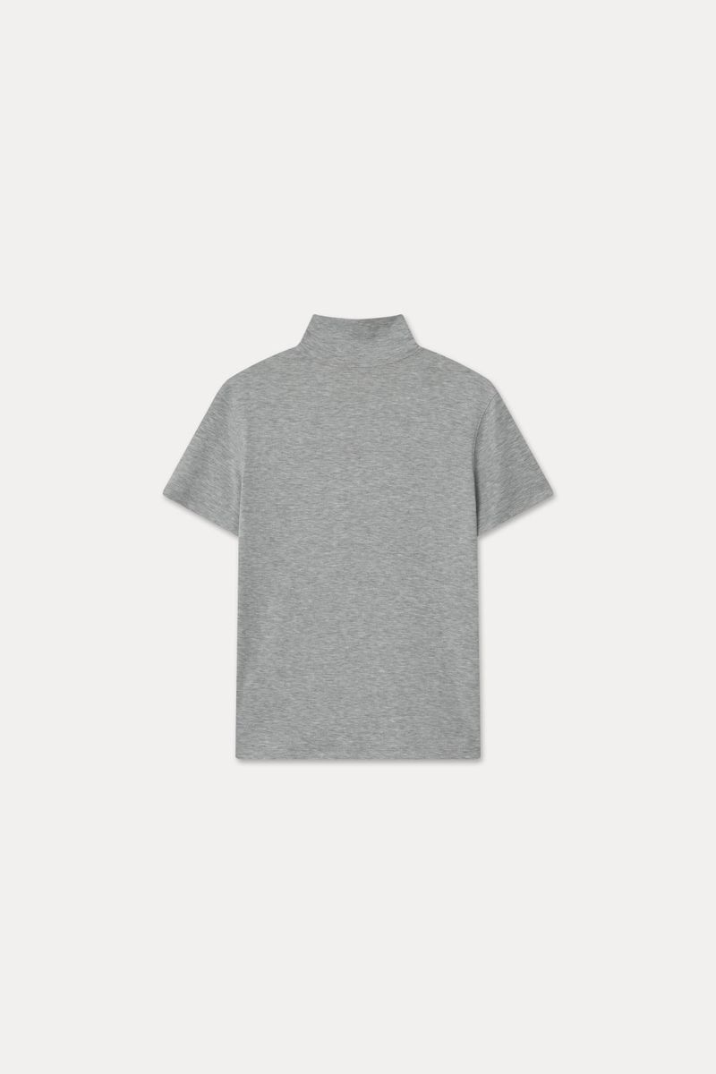 SOFT TENCEL HIGH-NECK TOP_MELANGE GRAY