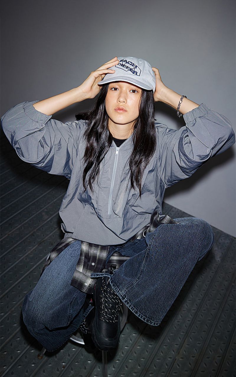 PIPPING MIX ANORAK HOODIE_GRAY