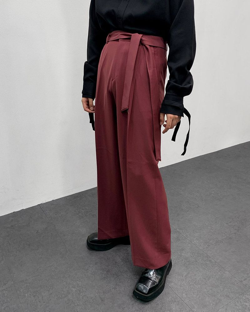 FL Belted Side Banding Wide Slacks (4 colors)
