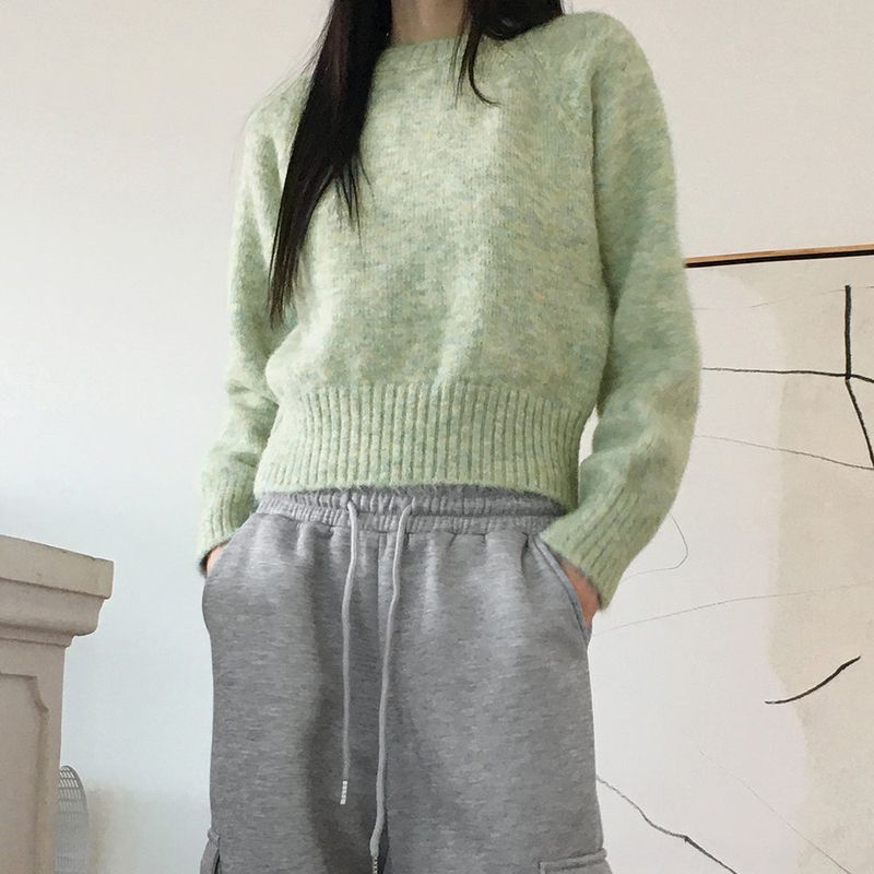 Adieu pastel gradation mix round long sleeve knit