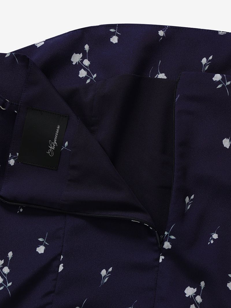 Floral flare dress (Navy)