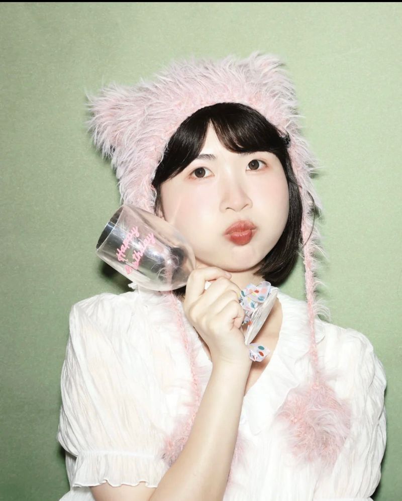 Strawberry Shortcake Colored Mohair Handmade Fluffy Cat Ear Hat