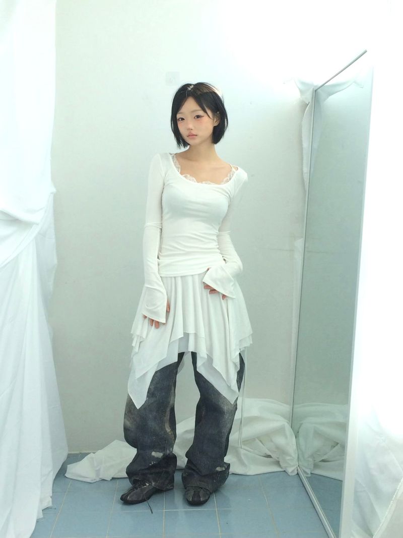 ribbonline wave skirt