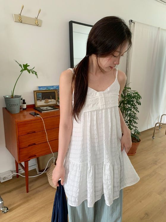 BAON（バオン）の「Omill Lace Shirring Sleeveless Midi Layered One Piece（Dresses）」