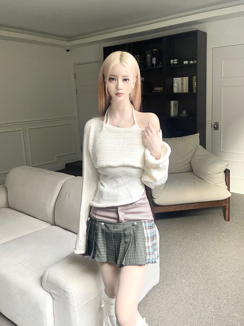  Nature knit halter top set (2color)