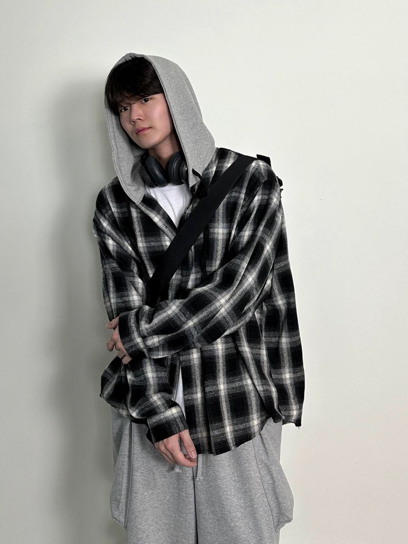 Henri hood over check shirts