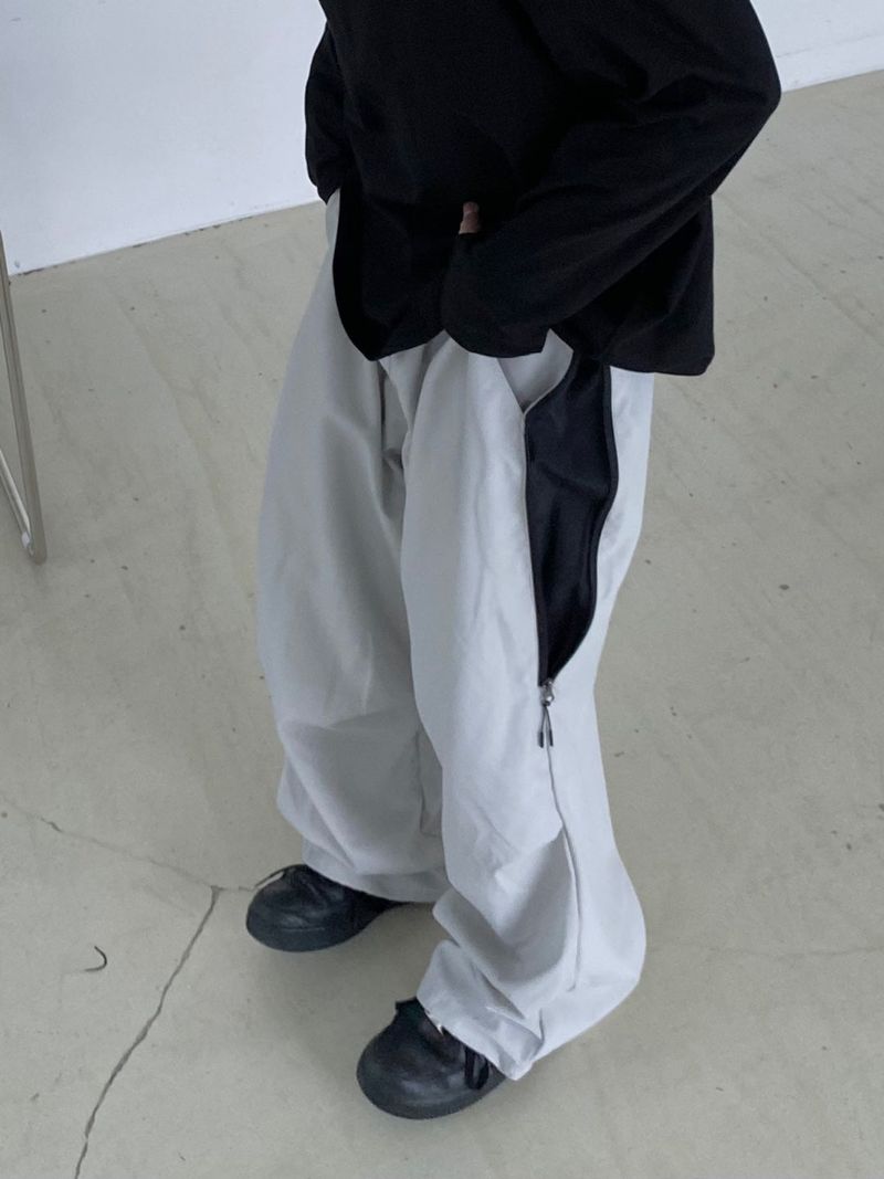 Color color zipper balloon pants 2C