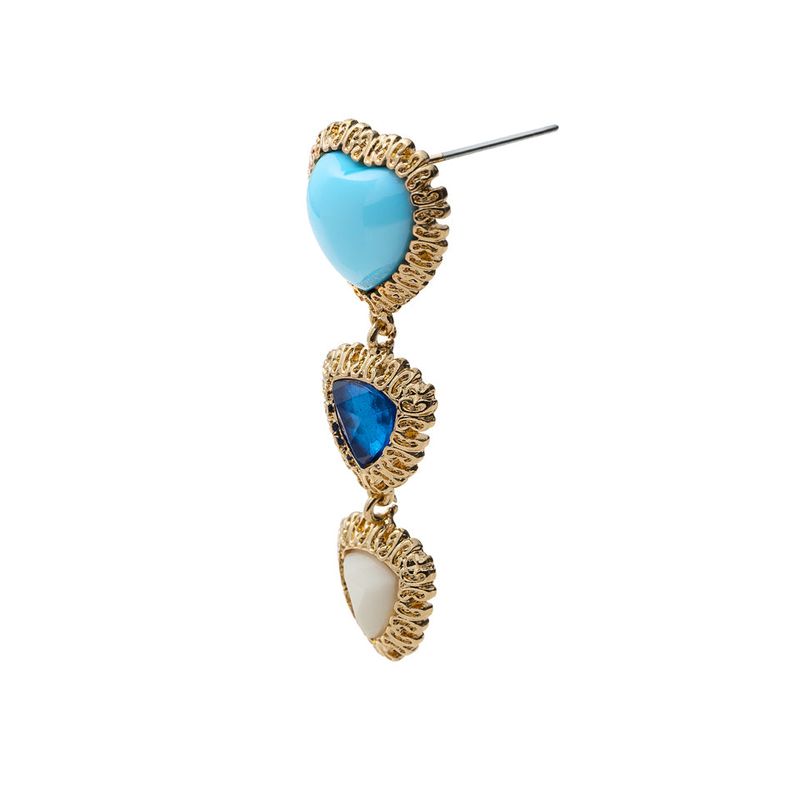 triple heart drop earrings