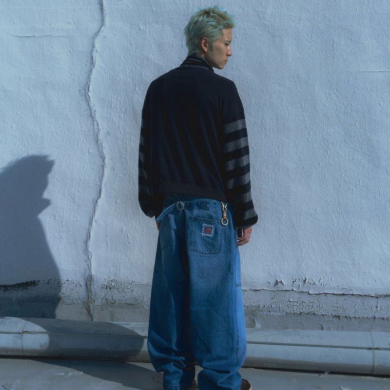 Army denim work pants / Mid blue