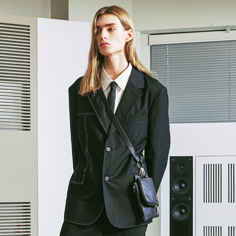 Half stitch single blazer black