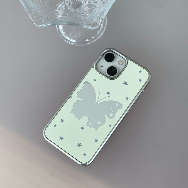 [MADE][Mirror Silver Bumper Case] Butterfly Mirror Case • Yellow