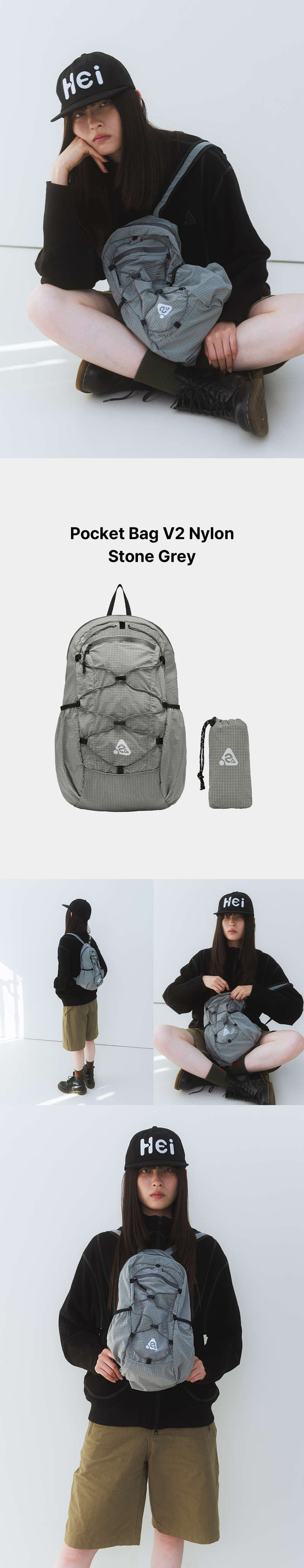 【即日発送】Ultra-light Compact PocketBag V2 Nylon Stonegray