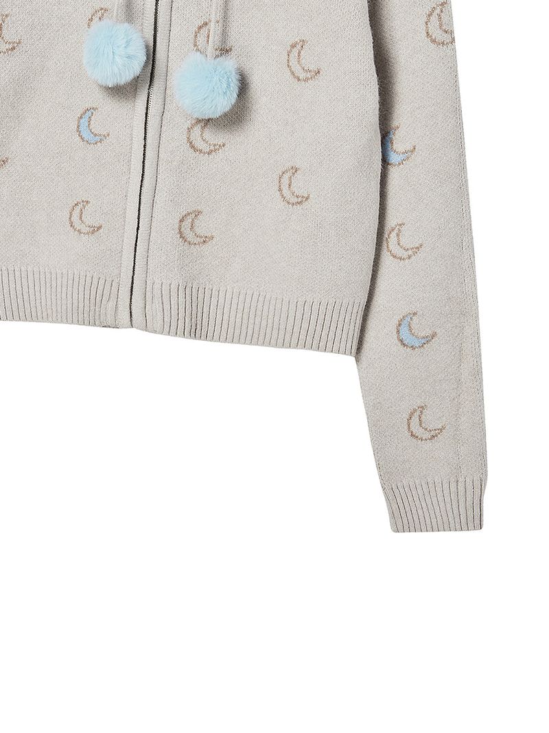 MOON KNITTED ZIP-UP HOODIE (IVORY)