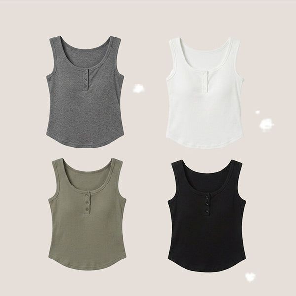 hijjoo（ハイチュー）の「ブラカップ ボタン リブ タンクトップ (4 colors)（トップス）」