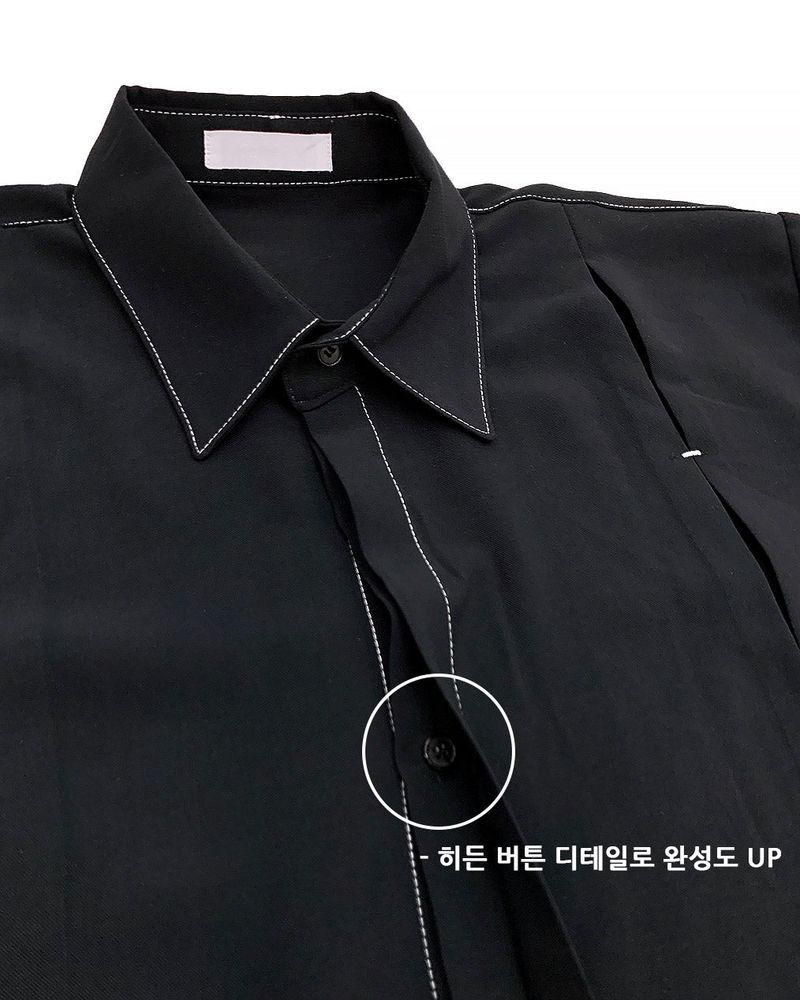 MN Stitch Pleated Shirt (2 colors)