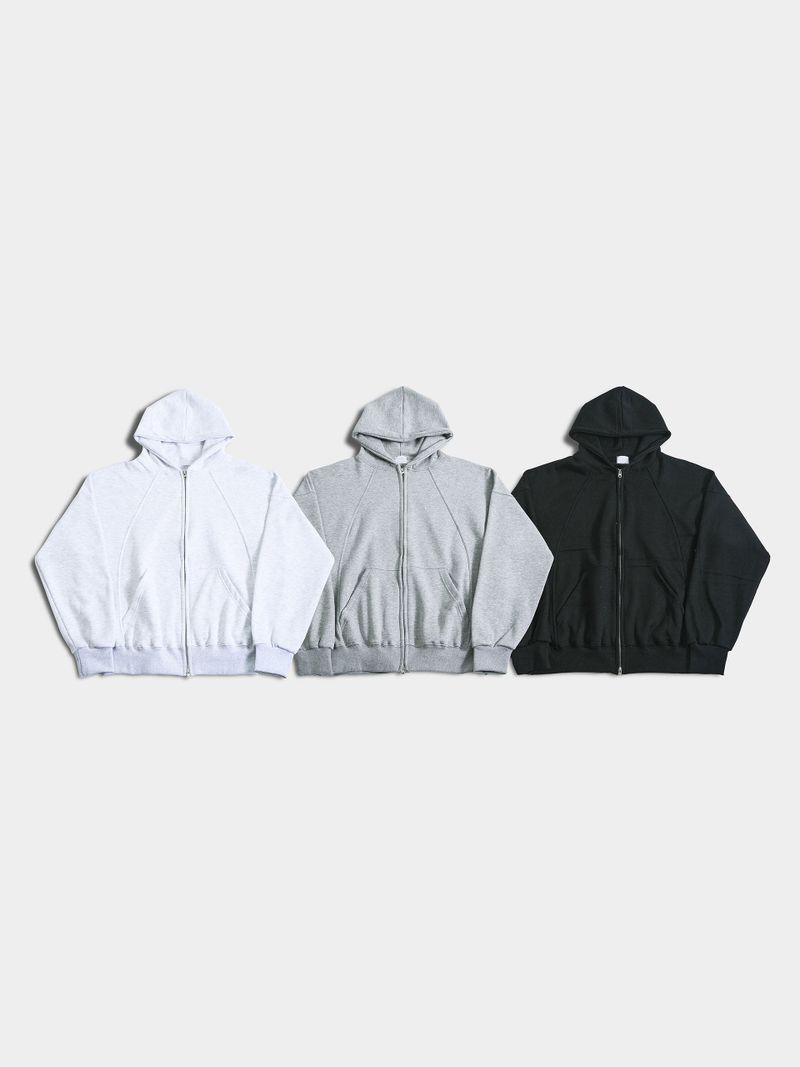 Cut-out sweat hood zip-up