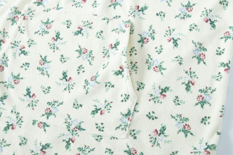 floral terry anorak cream