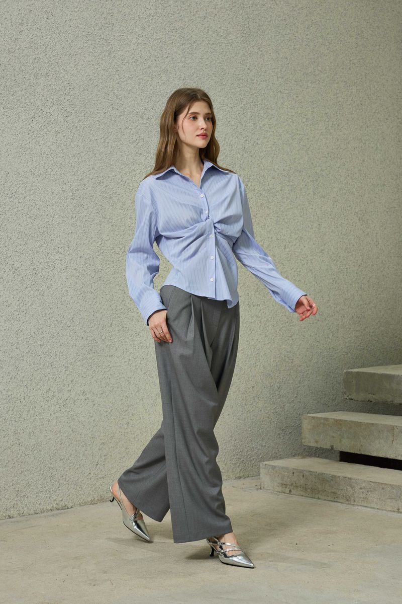 TOMO WIDE SLACKS / CHARCOAL