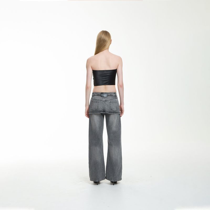 sai logo satin hotfix strapless top