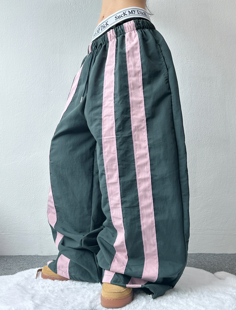 TRACK NYLON UNIQUE BALLOON PANTS💚🩶🖤🤎 - 4 COLORS