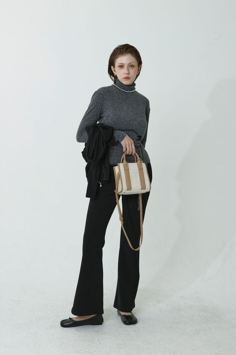 WOOL SPAN TURTLENECK T-SHIRT_CHARCOAL
