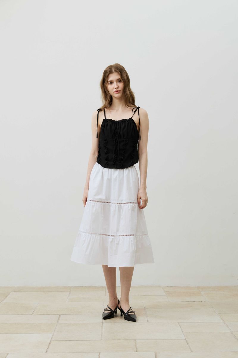 REVE CORSET SMOCKED TOP / BLACK