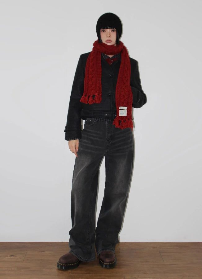 BELTED HIGH-NECK SHORT COAT