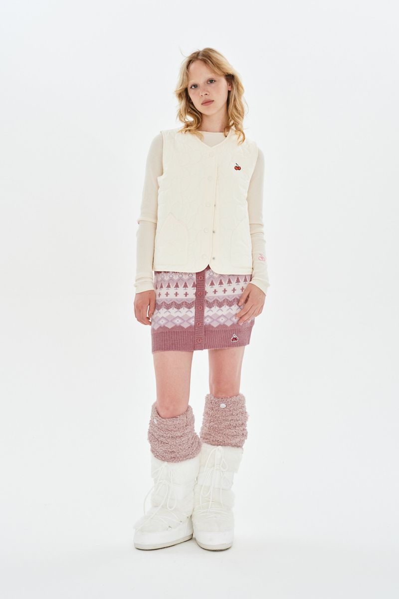FAIR ISLE KNIT MINI SKIRT [SALMON]