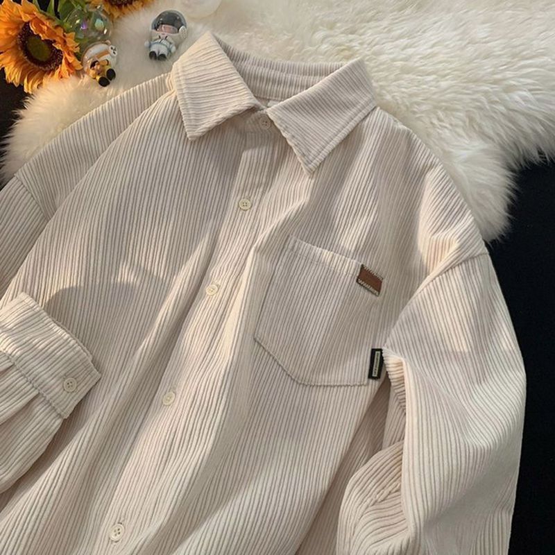 [Unisex] Corduroy Pocket Layered Long Sleeve Shirt (3 colors)