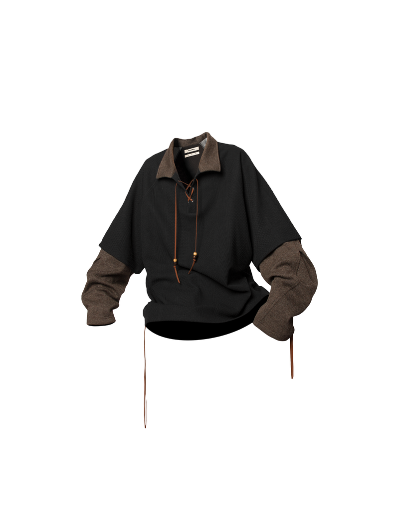 RELABEL（リレーベル）の「RELABEL Spatial Relations (Continued) Textured Knit Rope Knot Fake Two-Piece Sweater Polo（Tops）」
