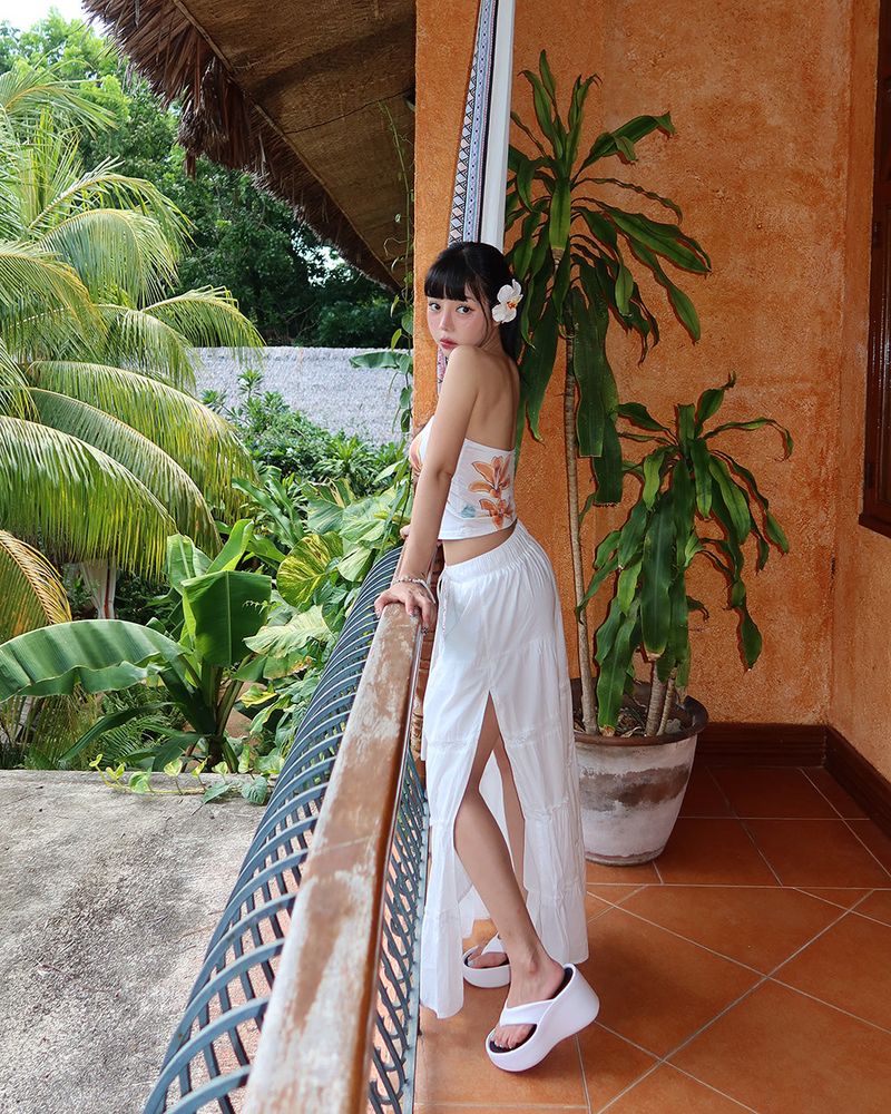 Open maxi lace cancan long skirt